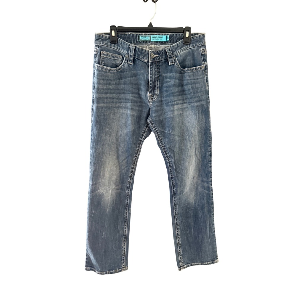 Rock and Roll Cowboy Revolver Straight Jeans Mens 34x32 Slim Straight Leg Blue
